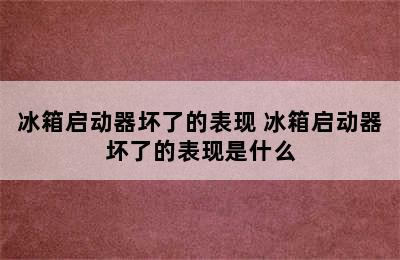 冰箱启动器坏了的表现 冰箱启动器坏了的表现是什么